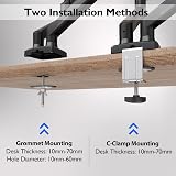 BONTEC Dual Monitor Desk Mount 30 inch Gas Spring Arm VESA 75x75 100x100 view 7