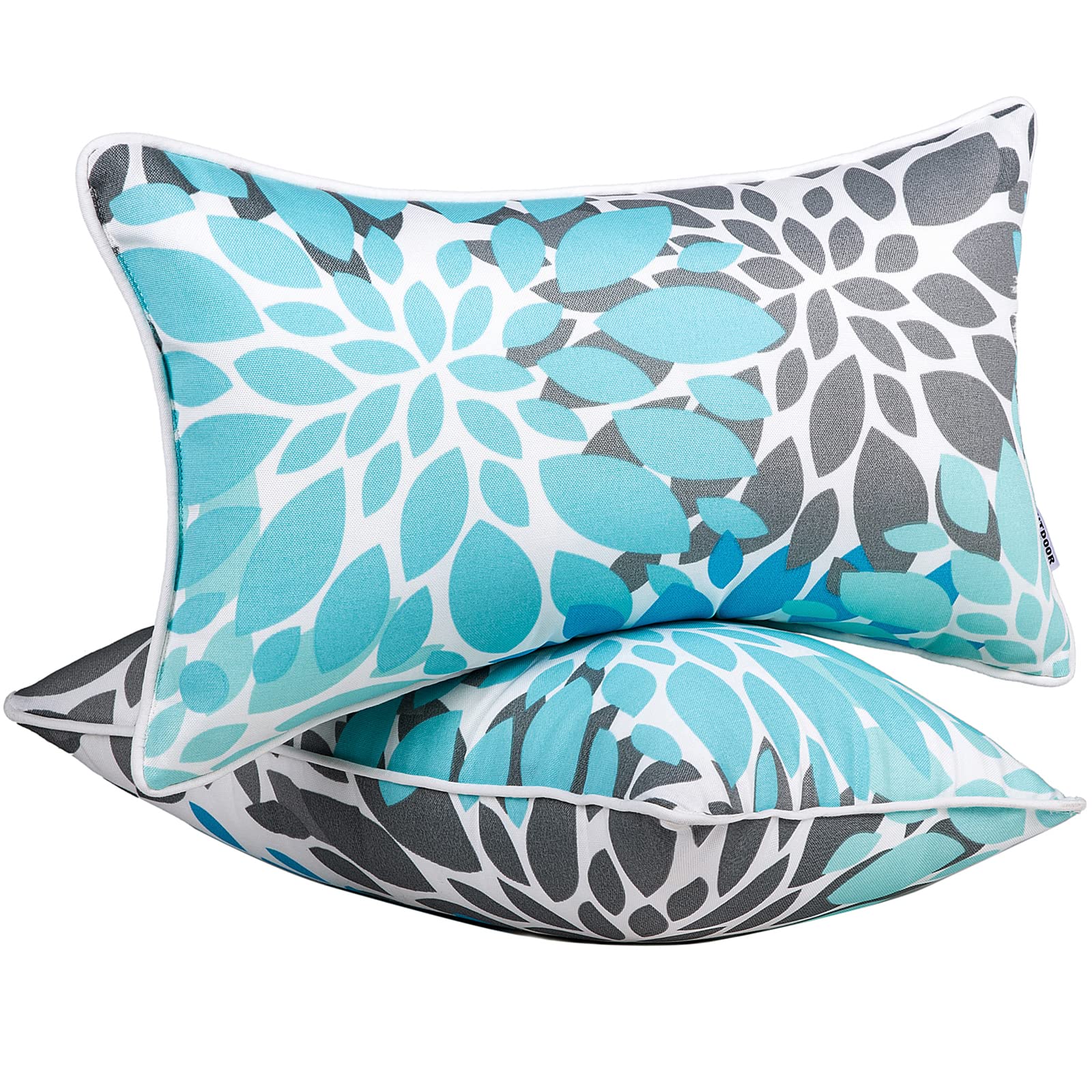 Photo 1 of JMGBird Outdoor Lumbar Pillows Waterproof Set of 2 Outdoor Pillows with Insert Included 12×20 Inch Outdoor Pillow for Patio Furniture