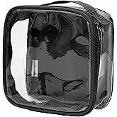 EzPacking Clear TSA Approved 3-1-1 Travel Toiletry Bag for Carry On/Quart Size Transparent Liquids Pouch for Airport Security/Reusable See Through Vinyl & PVC Plastic Organizer Men Women (Black)