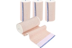 4 Pack Elastic Bandage Wrap 4 Inch Compression Wrap Bandage Athletic Stretchable Bandages Wraps with Self-Closure