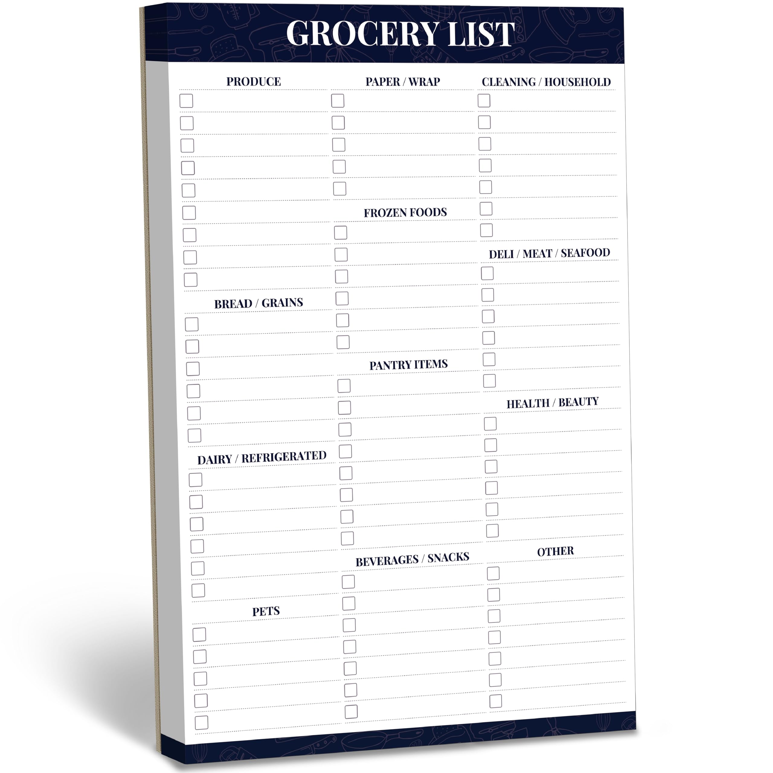 90 Sheets Grocery List Magnet Pad, Organized List for Quick and Easy Shopping, Magnetic Notepad with Shopping List Categories and Blank Grocery Shopping Spaces, Kitchen Essentials List（6”x 9”）