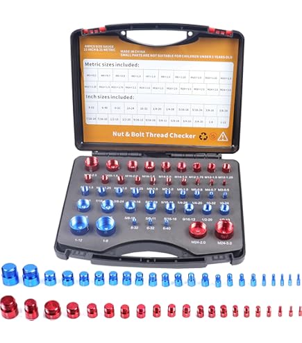 Thread Checker, 44 Bolt Size Finder, M3-M24 Metric & 6-32 to