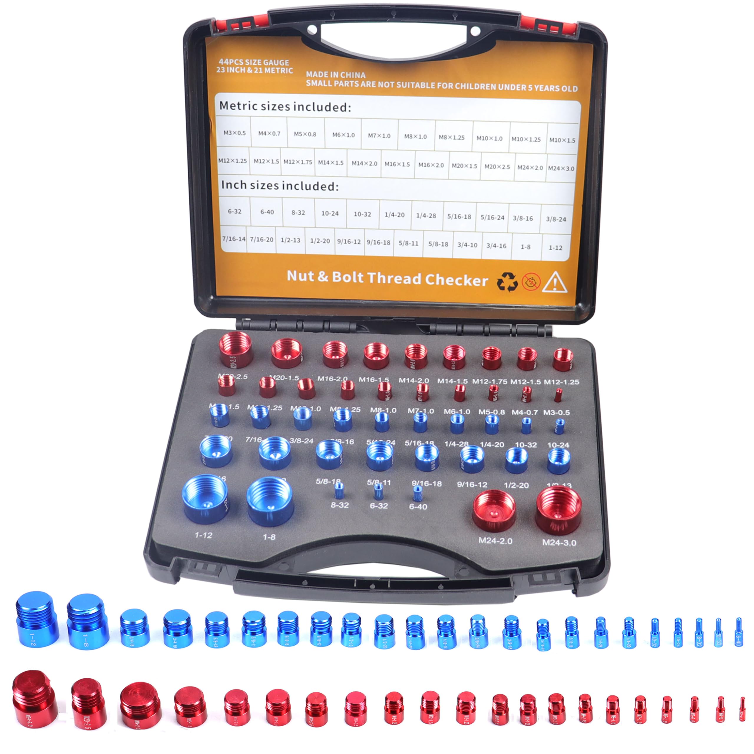 thumbnail image 2 of Nut And Bolt Thread Checker Gauge - Inch & Metric, 26 Gauges, Stainless Steel 2 of 4