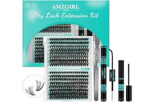 AMZGIRL LASH Lash Extension Kit 320Pcs,DIY Individual Lashes Clusters Kit,Lash Bond And Seal,Lash Remover For Eyelashes Extensions,Lash Applicator Tool For False Eyelash Cluster Kit At Home(40D50D,D-Mix9-16mmKit)