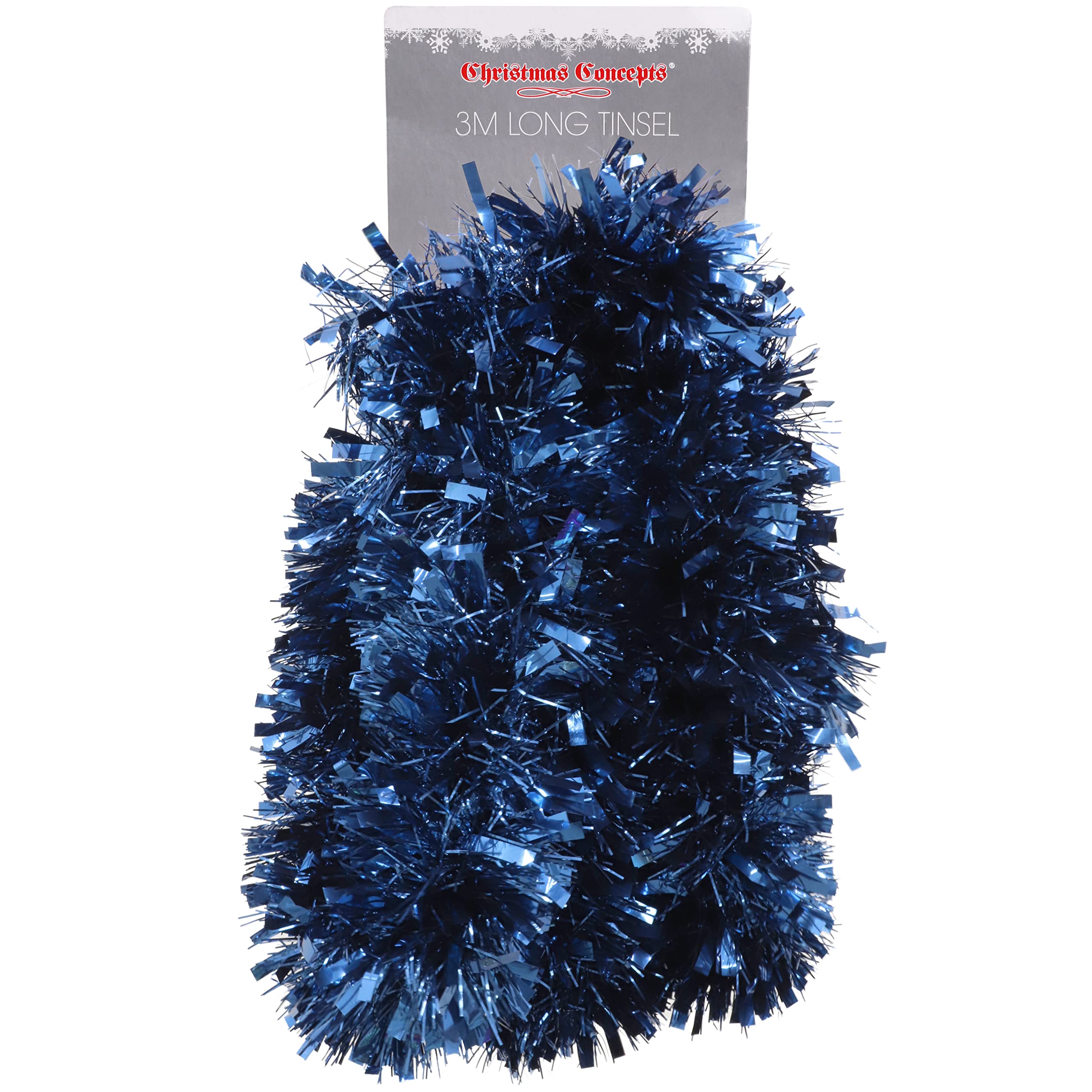 Christmas Concepts® 3m (9.8ft) Chunky/Fine Christmas Tinsel - Christmas Decoration Tinsel (Midnight Blue)