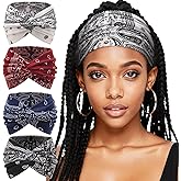 AQOKKA Extra Wide Headbands for Women Large Turban Headband Non Slip Boho Elastic Hairband Hair Twisted Knot Head Bands Accessories