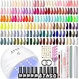 COSCELIA 57pcs Gel Nail Polish Kit with U V light Starter Kit 40 Colors Gel Polish Set 5pcs Top and Base Coat Glossy Matte Glitter Effect Beautiful Nail Stickers Gel Manicure Kit DIY Gifts for Women
