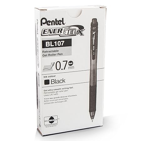 Pentel BL107-A Gel-Tintenroller EnerGel mit Druckmechanik 0.35 mm, 12 Stück, schwarz
