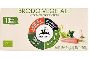 Alce Nero: "Brodo Vegetale" Organic Bouillon Cubes Pack of 1 (10 Cubes per pack), 10 Grams Each Cube
