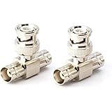 BNC T Adapter - T-Shaped Coax Splitter - 1 Male Port to 2 Female Ports, Coaxial Cable Extension - 4 Pack