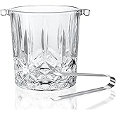 30.4oz Glass Ice Bucket with Handle Ice Tong 5 * 4.1inch Crystal Clear Cocktail Wine Champagne Cooler for Christmas Bar Parties Cocktail Accessories