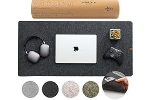 NORDIK BY DESIGN Nordik Large Felt Desk Mat - Charcoal - 35 x 17 inch - Full Desk Keyboard Mat - Computer Desk Mat for Keyboard and Mouse Pad - Desktop Mat - Large Felt Desk Pad