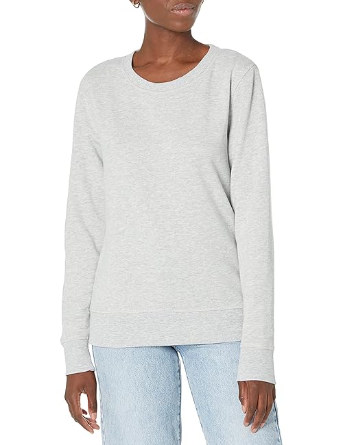 Amazon Essentials Women's Fleece Crewneck Pullover Sweatshirt (Available in Plus Size), Light Grey Heather, X-Small