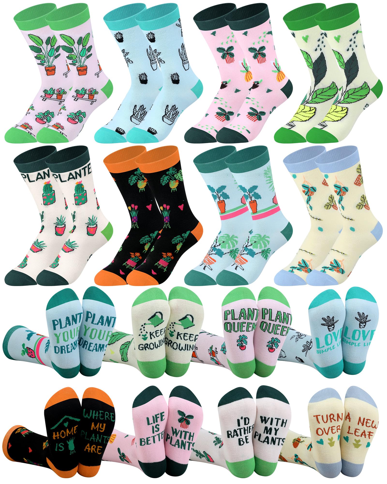 Photo 1 of Liitrsh 8 Pairs Plant Socks for Women Funny Crew Socks Cool Novelty Lady Nurse Gifts for Mom Women Lass Coworker Birthday Plant Lover Gift