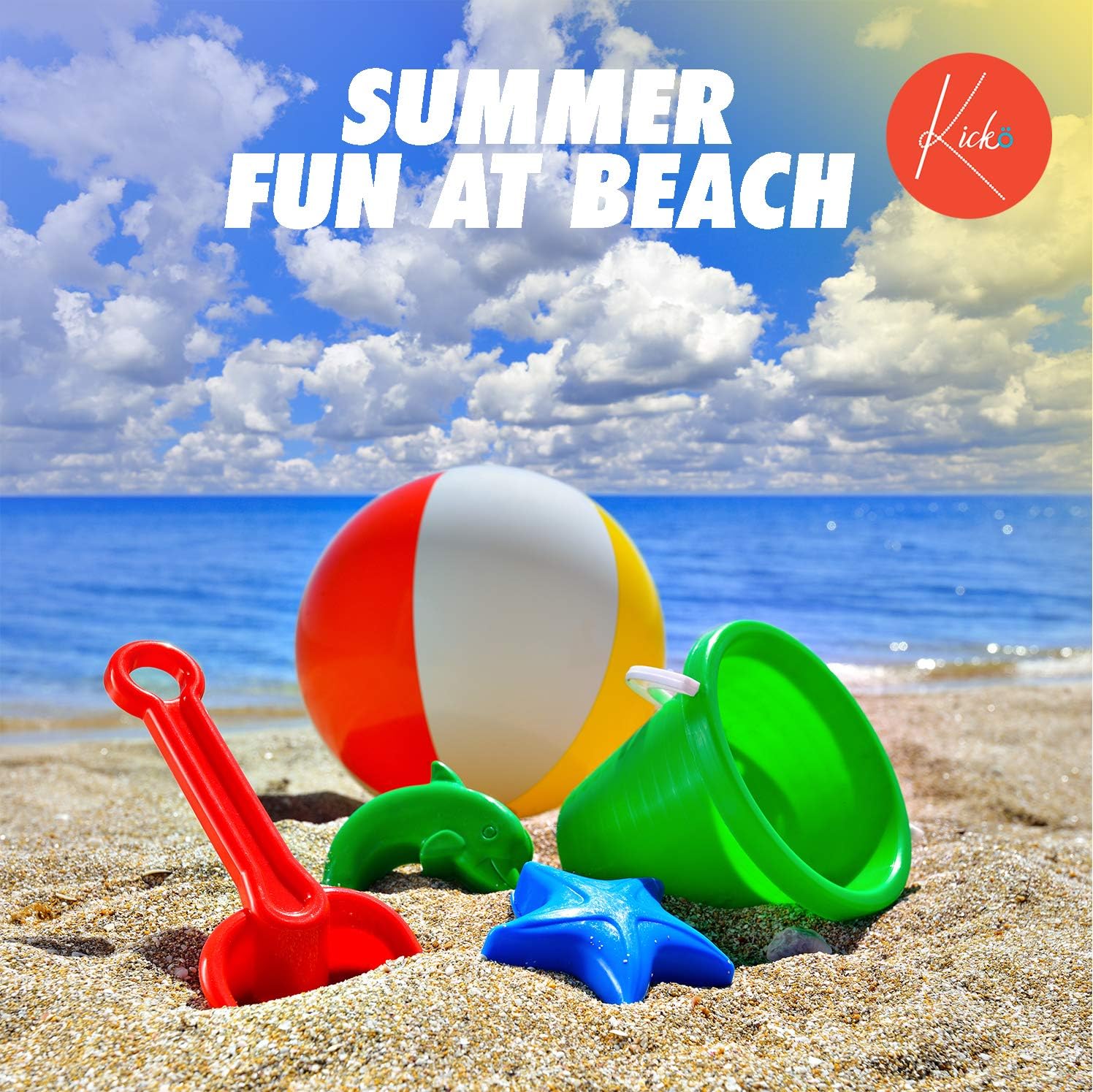 Kicko 6 Pack Inflatable Beach Balls - 12 Inch, Rainbow Colored - for Swimming Pools, Pool Party, Playing, Volleyball, Beach, Ocean, Kids, and Adults: Sports & Outdoors