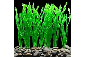 OLAISMLN 10Pcs Artificial Seaweed Water Plants, 11.8" Tall Plastic Fake Aquarium Pants for Fish Tank Decorations (Green)