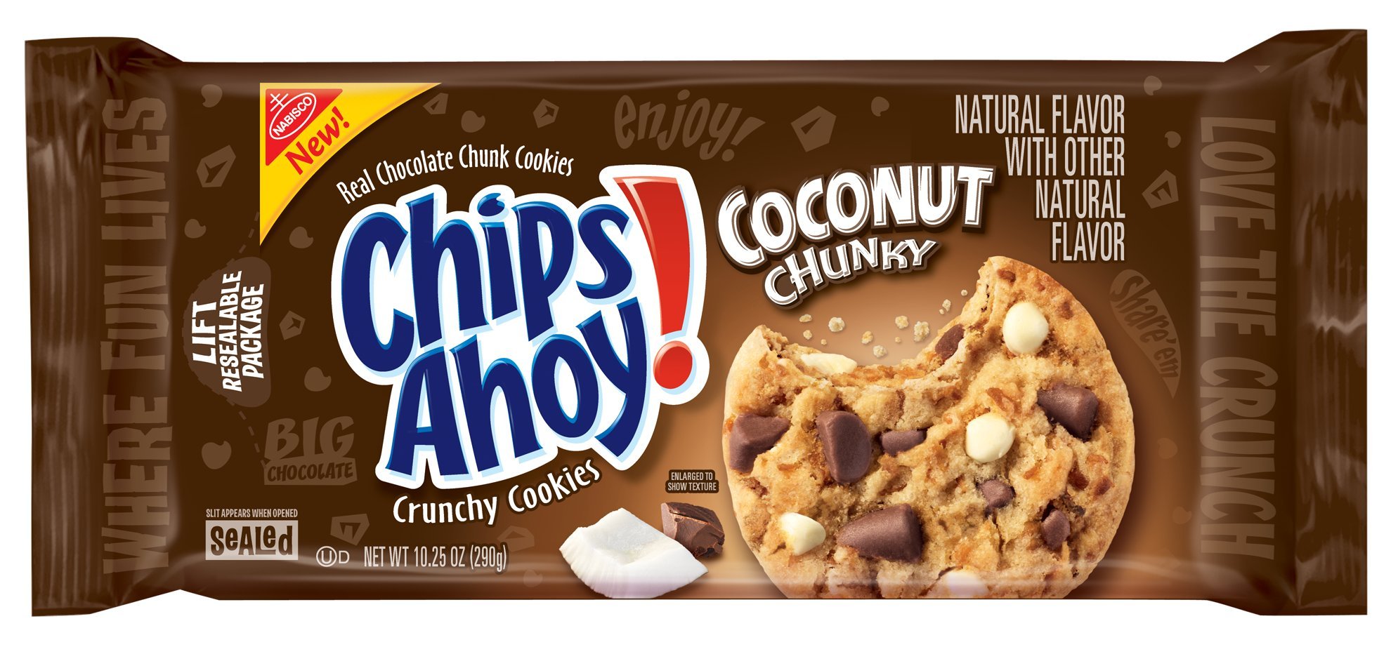 Chips Ahoy! Coconut Chunky Big Chocolate Cookies Natural Flavors 10.25