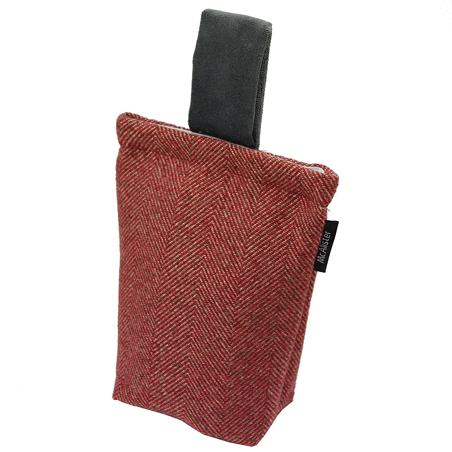 McAlister Textiles Red & Grey Unfilled Herringbone Fabric Doorstop Decorative Doorstopper for All Doors Home Accessory & House Warming Gift 22x17 cm (8x7 Inches)