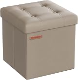 SONGMICS MAZIE Collection Storage Ottoman 38 cm Folding Foot Rest Camel Brown