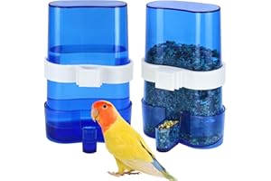 NOBGUM 2 Pcs Automatic Bird Water Dispenser, Parrot Bird Water Feeder, Bottles Bird Drinker Seed Food Container, Parakeet Cage Accessories for Parakeet Budgies Cockatiel Small Birds Canary Finch (Blue)