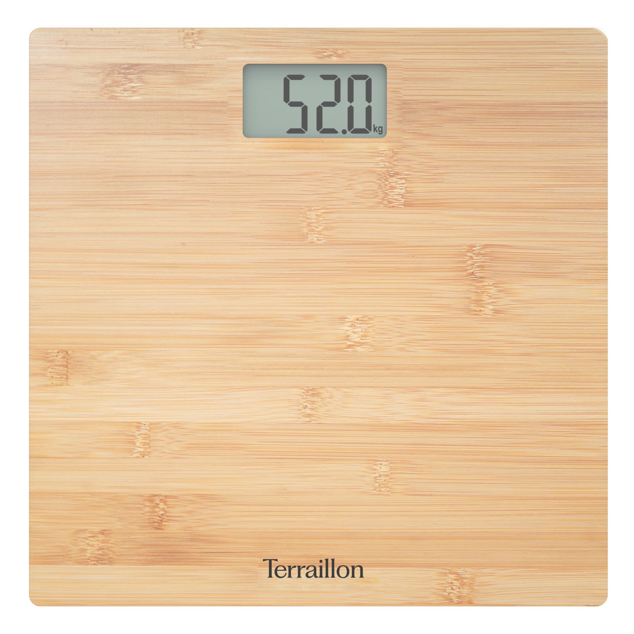 TERRAILLON - BAMBOO - Electronic personal scale, ultra-flat pure bamboo tray, LCD screen, capacity 150 kg, 100 g scale, bamboo