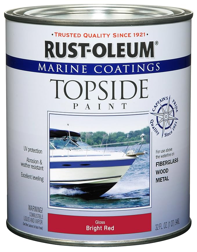 RustOleum 207004 Marine Topside Paint, Bright Red, 1Quart Amazon.in