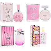META-BOSEM 4-Pc Pink Perfume Collection (Beautiful Rosy+Paris for Women+Very Sexy+Spring Blom), Eau de Parfum Natural Spray - Floral Scent, Each 3.4 Fl Oz, Total 13.60 Oz
