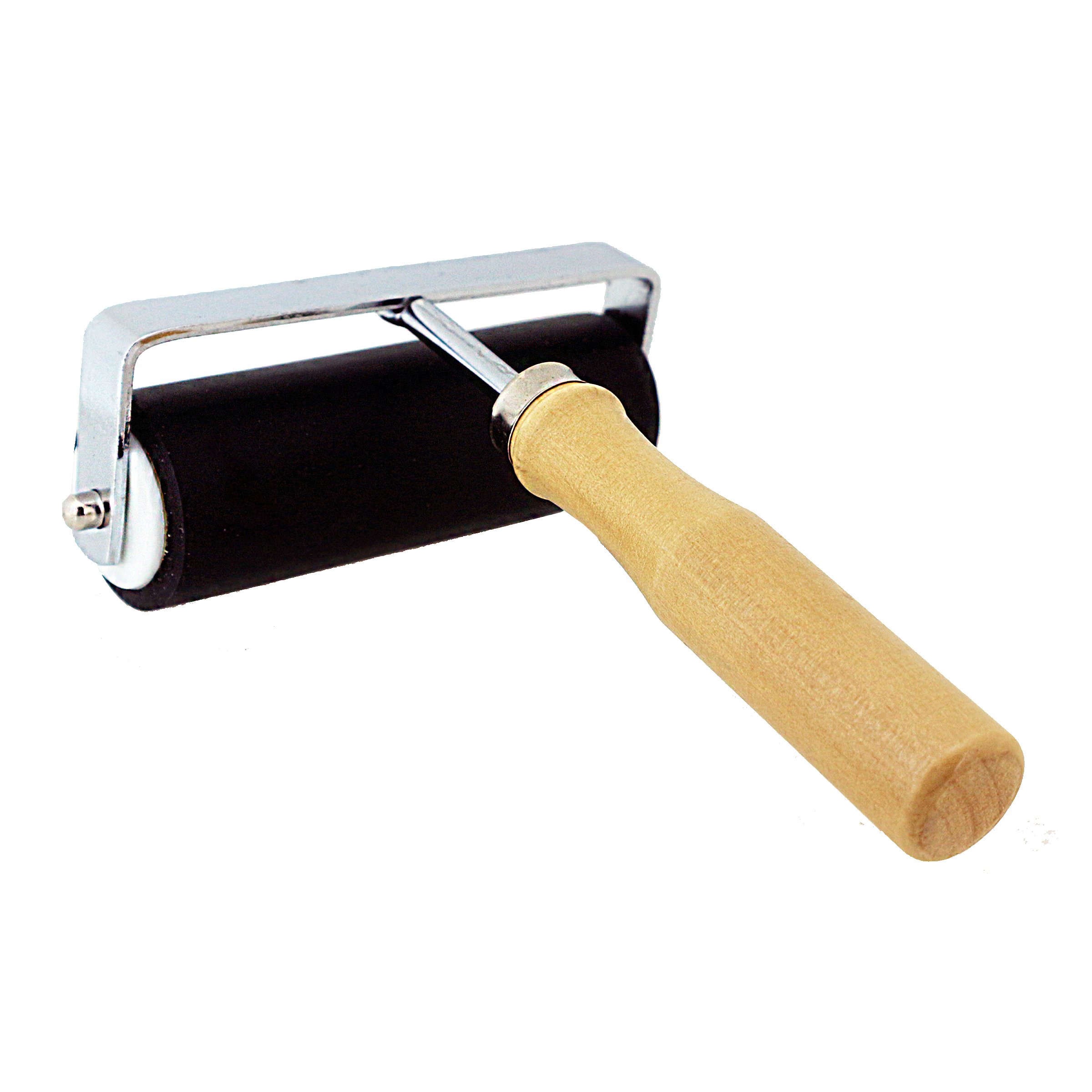 Kurtzy 10cm Brayer Roller 16cm (6.2") L Wooden Handle Heavy Duty Hard