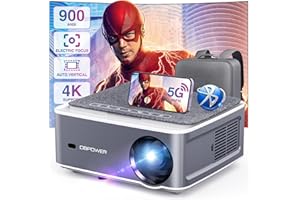 [Electric Focus/Auto Correction] 900 ANSI Ultra HD, DBPOWER Native 1080P 5G WiFi Bluetooth Projector, HD Outdoor Projector 4K Support, 4P4D/Zoom/PPT, Portable Mini Movie Projector for Phone/Laptop/DVD
