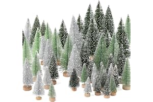 30Pcs Christmas Decorations Mini Christmas Trees, Artificial Christmas Tree Bottle Brush Trees with Wooden Base for Christmas