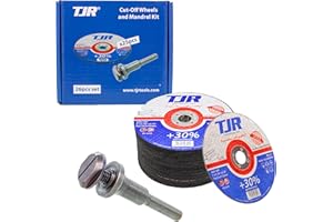 TJR© Mounting Mandrel for Cut-Off Wheels - Versatile 3/8-inch Arbor Hole and ¼-inch Stem with Dual Locking Options with Screwdriver and Wrench - Die Grinder Arbor (25 + 1 pcs)