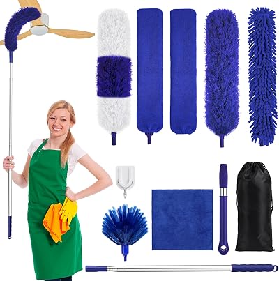 wlich Feather Duster 11 Pcs Extendable Pole Bendable Washable Cobweb Duster