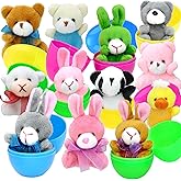ZMCINER 12 Prefilled Easter Eggs with Plush Toys Filled Easter Eggs with Toys Inside for Kids Easter Basket Stuffers, Easter Party Favor
