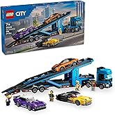 LEGO City Car Transporter Truck with Sports Cars Building Toy Set - Semi Truck Toy with Carrier & Trailer for Boys & Girls, A