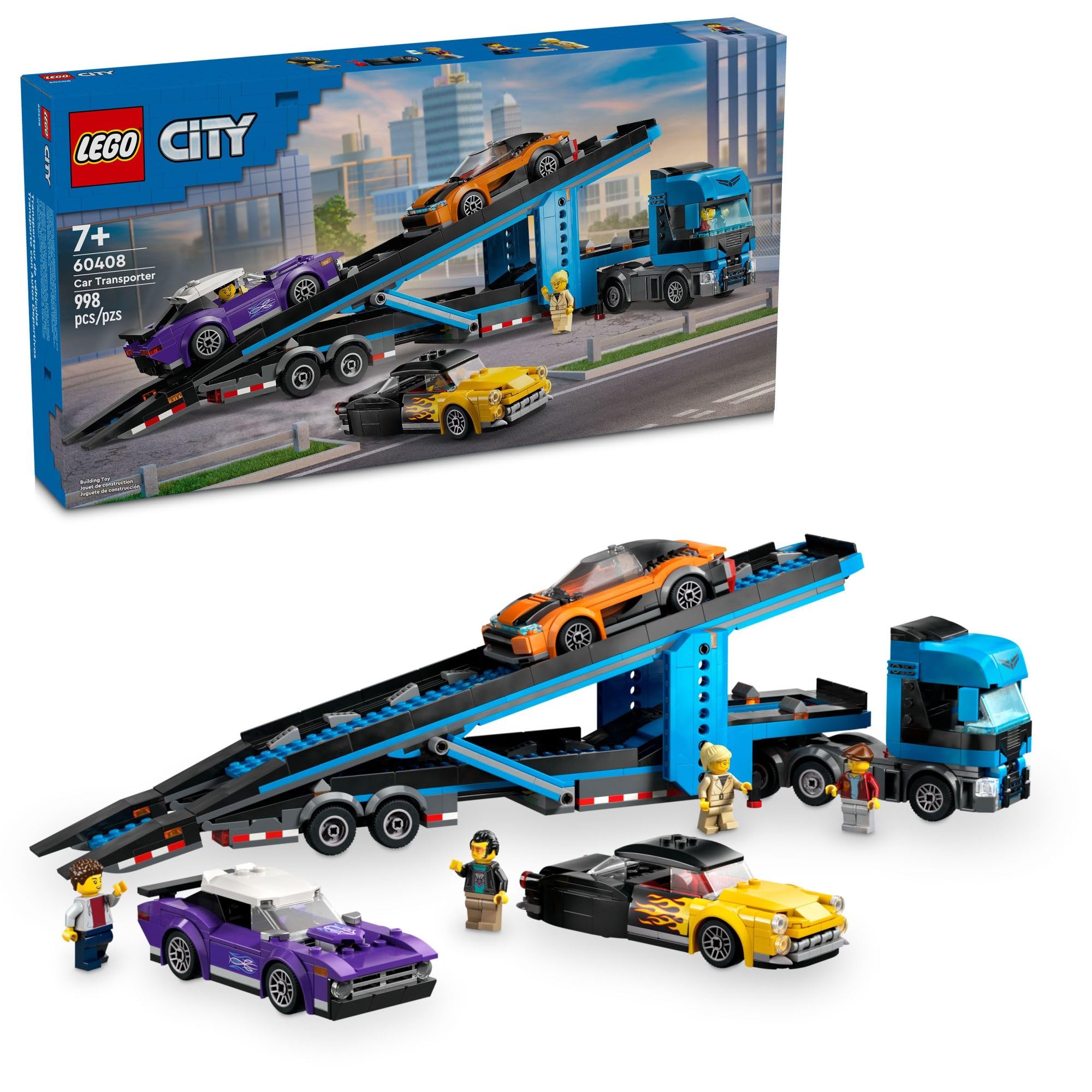 Photo 1 of ***BOX WAS OPENED, ALL PACKETS ARE FACTORY SEALED***LEGO City Car Transporter Truck with Sports Cars Building Toy Set - Semi Truck Toy with Carrier & Trailer for Boys & Girls, Ages 7+ - Gift Idea for Kids - 60408