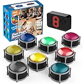 Buzzers for Trivia Games, Rechargeable Answer Buzzers for Classroom with Light, Show Who Buzzed First, 3-Second Auto Reset Buzzer System for Game Show, School, Jeopardy, Family Feud Night (8 Colors)