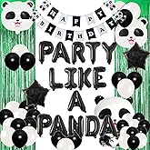 Panda Party Decorations - Black & White Panda Balloons & Jungle Safari Animals Themed Party Supplies for Baby Shower or Birthday Celebrations