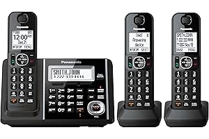 Panasonic DECT 6.0 Expandable Cordless Phone with Dual Keypad, Answering Machine, Call Block, and Talking Caller ID - 3 Cordl
