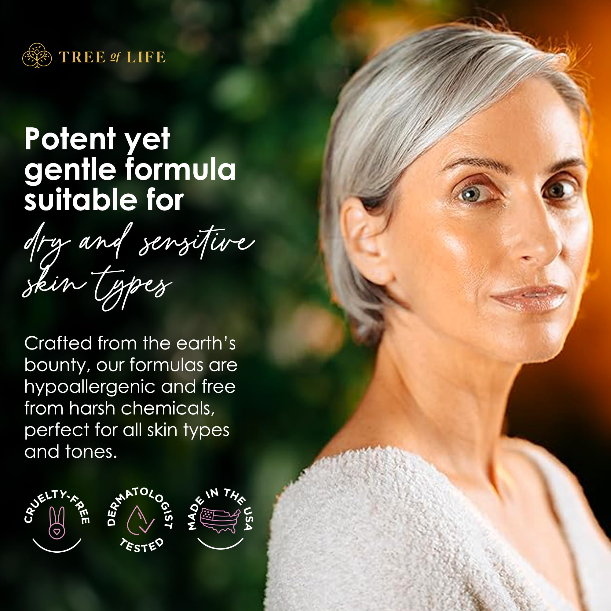 Tree of Life Beauty Retinol Serum, Skin Smoothing Face Oil for Dark and Age Spots and Fine Lines, Facial Serums for Dry and Sensitive Skin Care with Hyaluronic Acid for Soft Smooth Skin, 2 Fl Oz