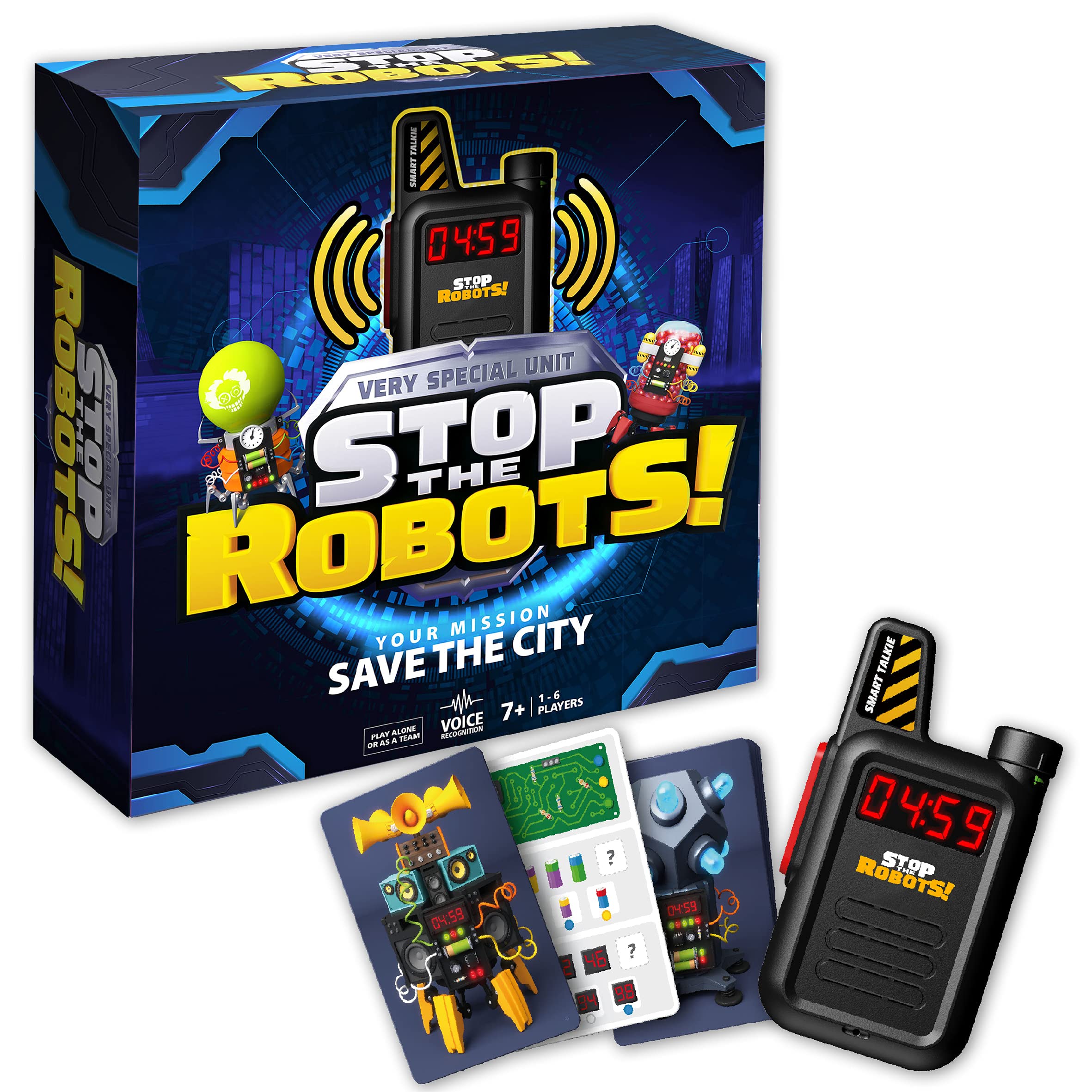 Stop the Robots Game - voice activated game, work as a team or against each other, fast paced game,Red