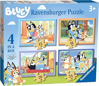 Ravensburger Bluey 4 in Box Jigsaw Puzzles 12/16/20/24 Pieces for Kids