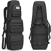 Trakiom 36" Soft Rifle Case Rifle Bag, Double Rifle Backpack, Long Gun Bag Gun Case with Lockable Zipper and Molle System for Hunting Shooting, Black