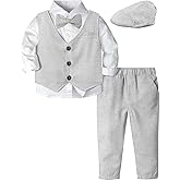 A&J DESIGN 5pcs Baby & Toddler Suit, 12 Months - 5T, Shirt & Pants & Vest & Bow Tie & Driver Cap