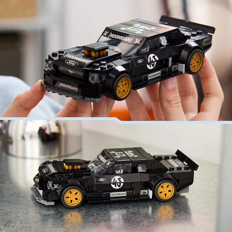 Speed Champions 65 Ford Mustang Hoonicorn V1 de Ken Block - Modelo de Carro de Corrida de Brinquedo de Minifigura de Colecionável - Presente com Potência para Crianças 9+ Anos - 77262
