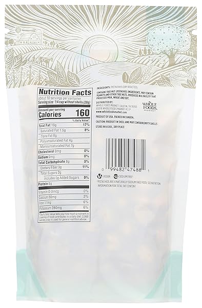365 BY WHOLE FOODS MARKET, ROASTED & UNSALTED PISTACHIOS, 10 OUNCE