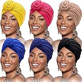 SATINIOR 6 Pcs Turbans Head Wrap for Women Chemo Head Wraps Stretch Soft Pre Tied Knot Fashion Cancer Hat Turban Headwear Cap