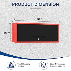 Fesbos Metal Storage Cabinet Black&Red Wall