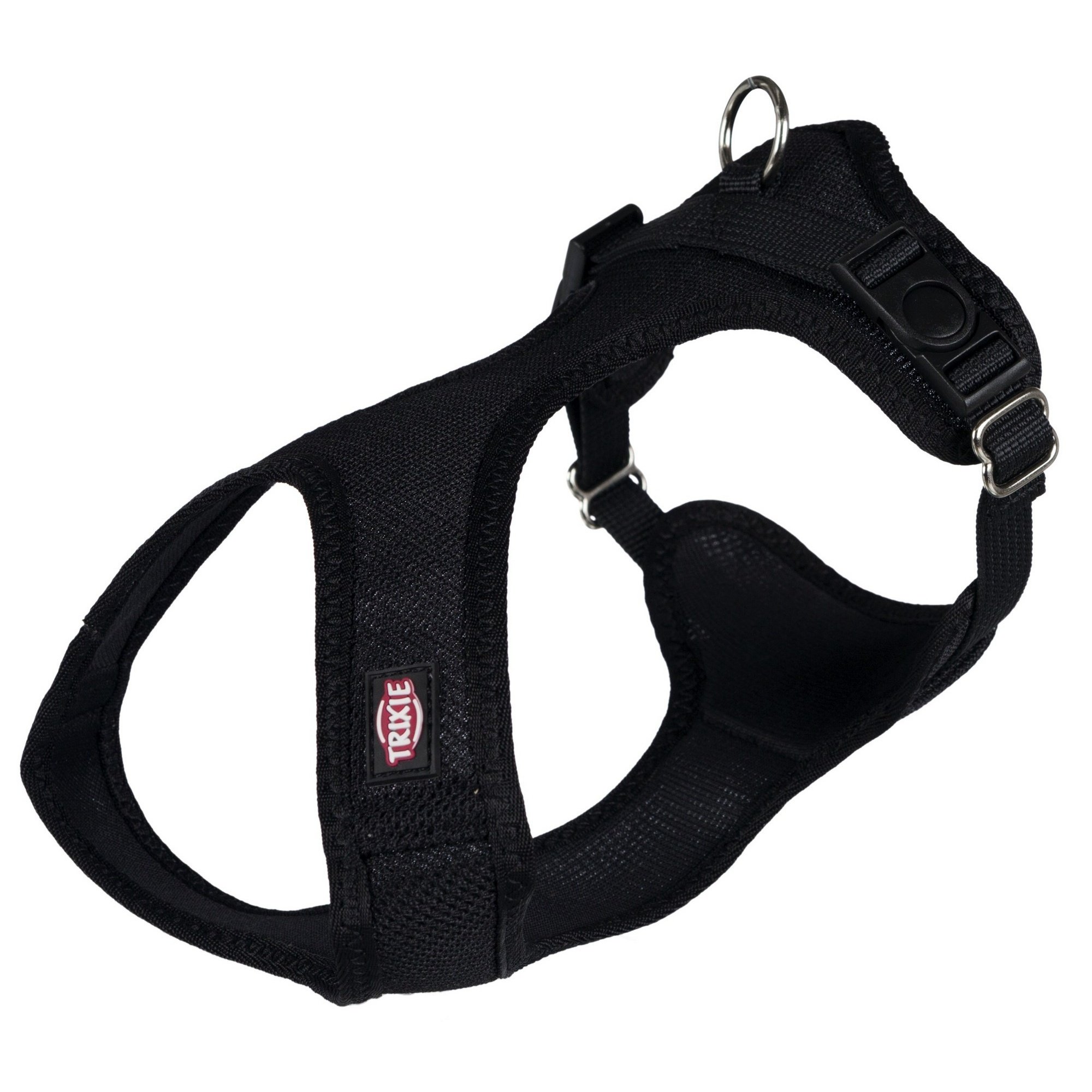 TRIXIE Comfort Soft Touring Harness size XXS-XS: waist circumference 28 - 40 cm - width webbing 15 mm - padded - infinitely adjustable - breathable mesh material - black - 16251