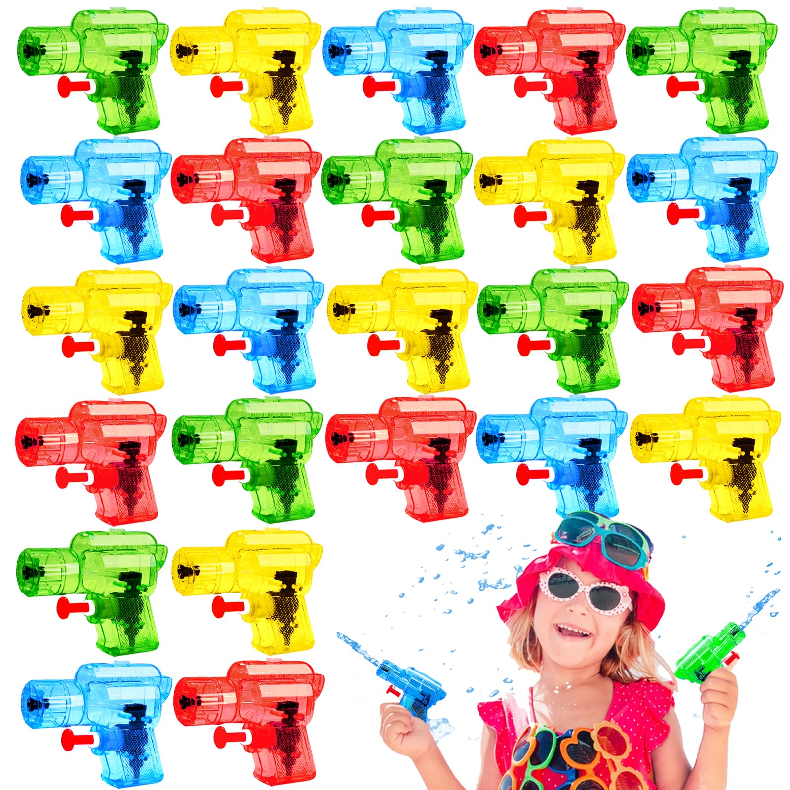 Photo 1 of 24 Pcs Mini Water Gun for Kids,Color Small Squirt Water Guns,Plastic Blasters for Beach Swimming Pool Toys,Summer Theme Party Favors,Outdoor Water Fighting Games Prop