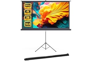 Projector Screen and Stand, HYZ 100 inch Large Indoor Outdoor PVC Movie Projection Screen 4K HD 16:9 Wrinkle-Free Design for Backyard Movie Night(Easy to Clean, 1.1Gain, 160°Viewing Angle&Carry Bag)